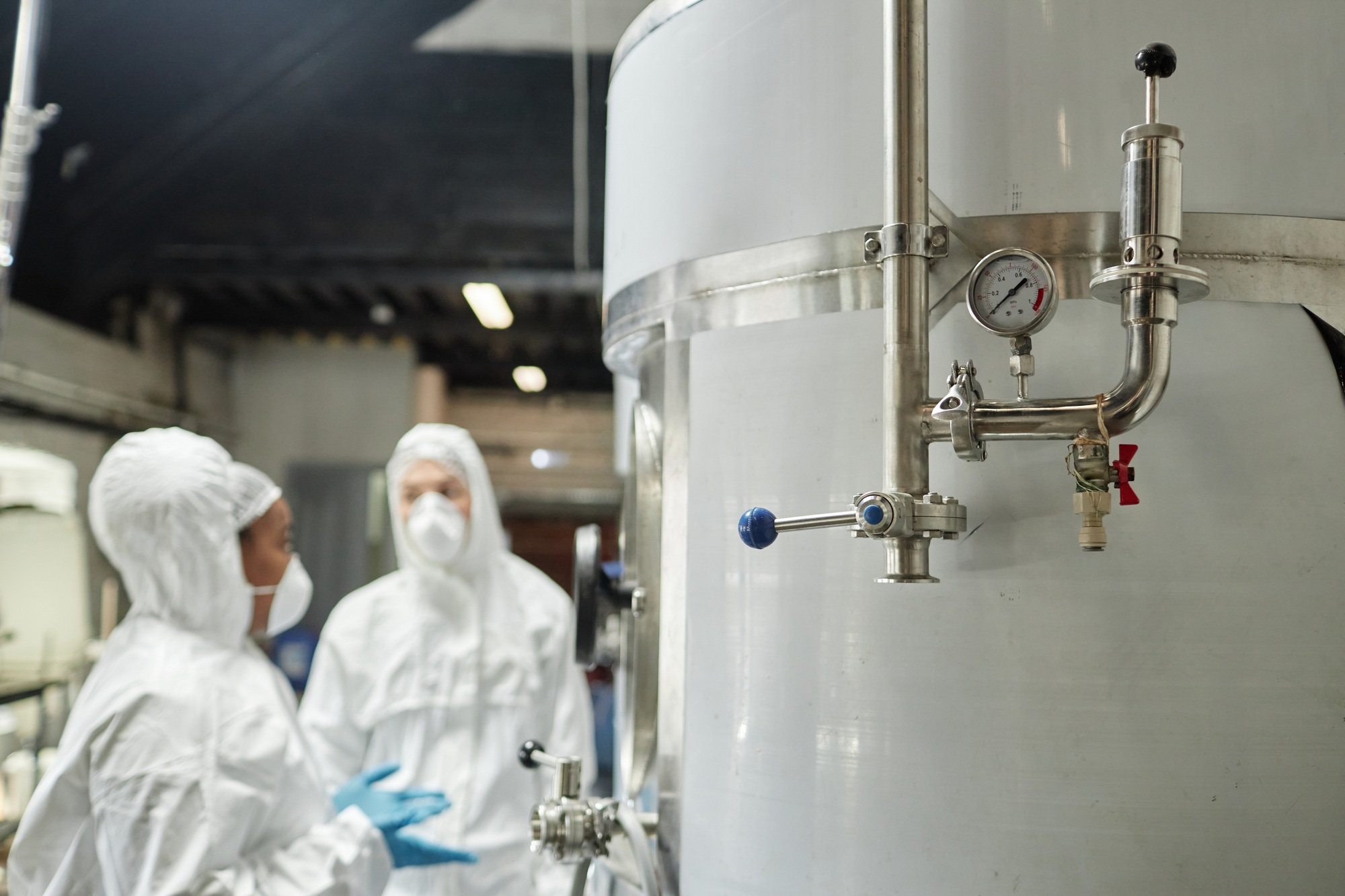 Gauges Indicating Pressure in Workshop of Food or Chemical Factory